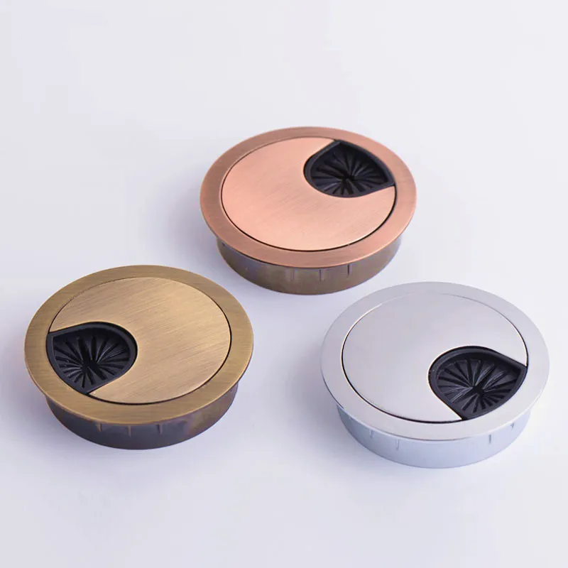 

50mm 53mm 60mm Computer Desk Wire Hole Cover Zinc Alloy Round Line Hole Cover Table Cable Outlet Port Threading Cover