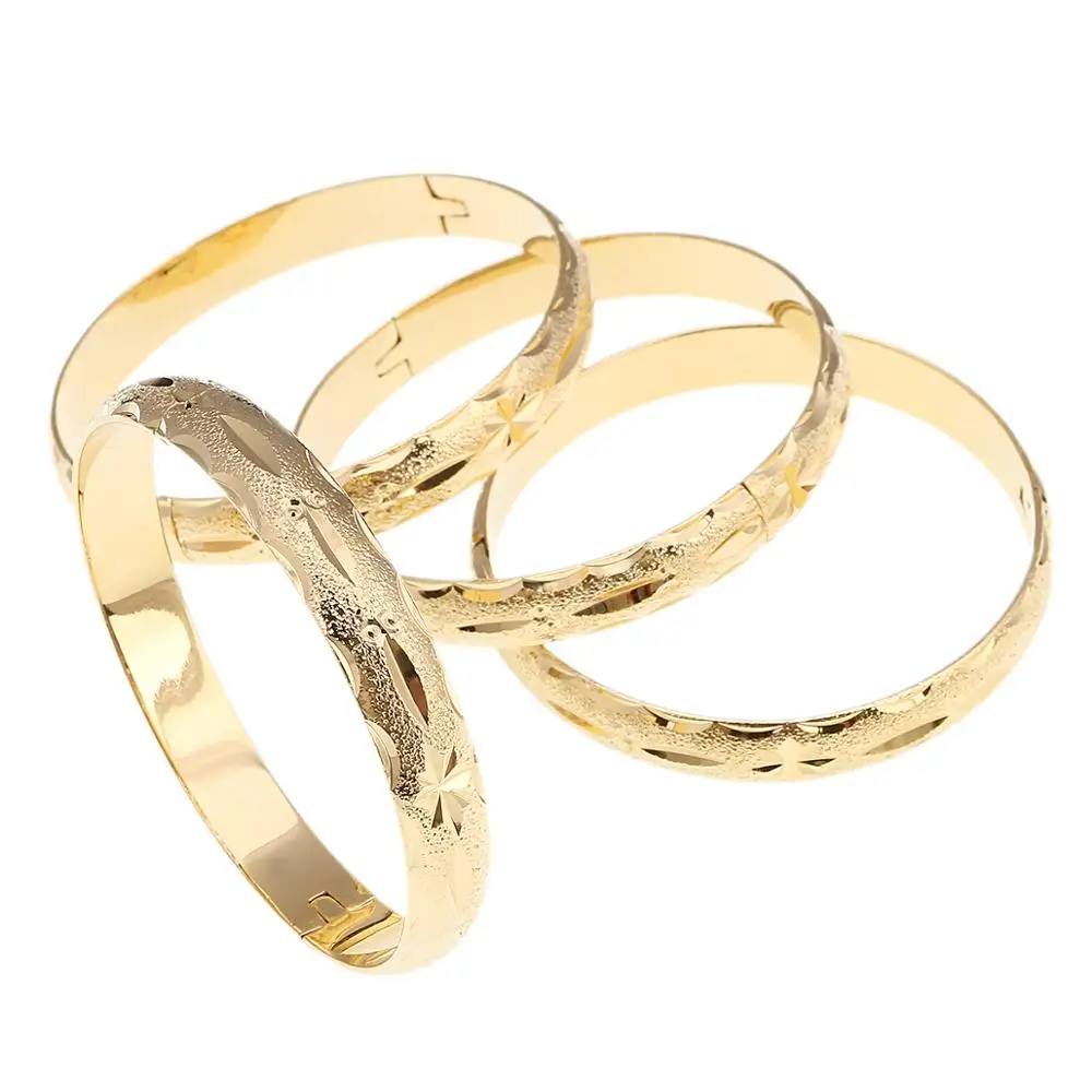 24k Gold Color Bangle for Women Dubai Bride Wedding Ethiopian Bangle Arab Jewelry 6