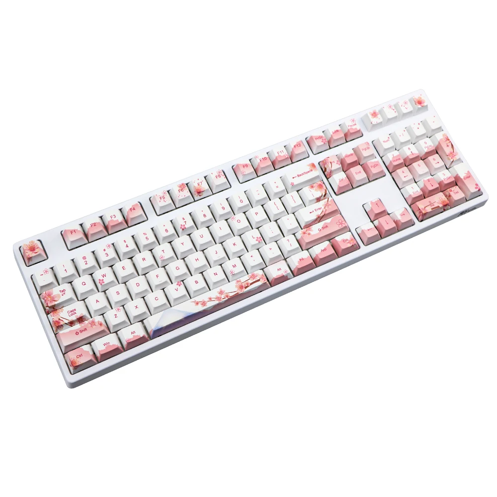 

dye Subbed PBT Keycap 110/128 Keys Cherry Profile Keycaps For MX Switches dz60/GK64/TKL87/96/108 keyboard Sakura Keycap