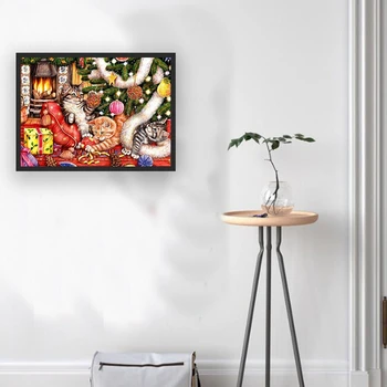 

DIY Diamond Painting Cats Full Drill Round Cross Stitch Diamond Embroidery Full Kit Christmas Decor Wall Art