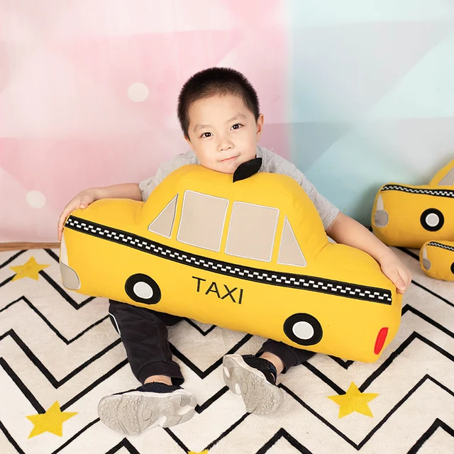 Nice New 1pc 30cm/50cm/70cm Large Size Simulation Taxi Plush Toys Kids Sleeping Back Cushion Soft Car Stuffed Pillow Dolls Gift 1