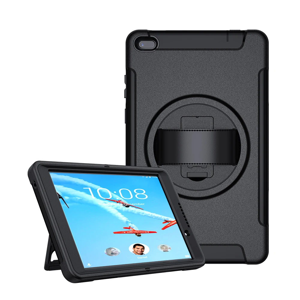

Child Safe Case for Lenovo Tab E8 TB-8304 Cover with 360 Rotating Hand Strap Kickstand Shockproof Drop Protection Miesherk FTL01