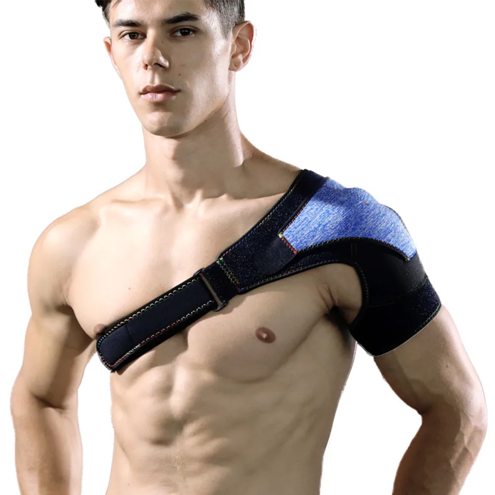 1pc Men Women Shoulder Brace Right Left Support Dislocated Joint Sprain Protective Orthotic Adjustable Rotator Cuff Soreness - Цвет: Синий