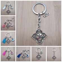 Pendão birthstone filigrana ohm om aum buda lótus pingente chaveiro, budismo, yoga chaveiro(China)