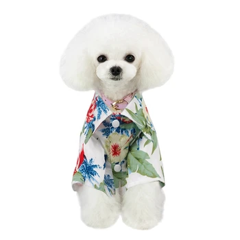 

New Summer Hawaii Beach Casual Pet Travel Dog Cat Blouse Dog Clothes Beach Dog Shirt Floral Short Sleeve Shirts Cute Printed