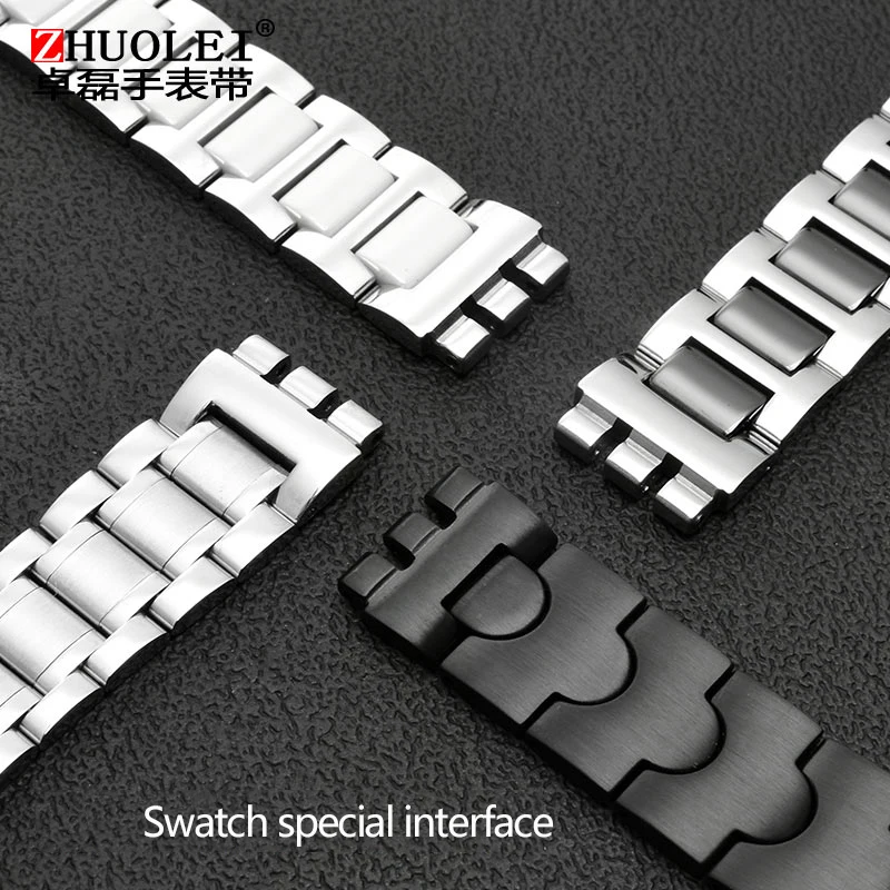 Metal Stainless Steel Strap Men's Women's Watch Chain Wristband for Swatch YGS749G YCS Yas YGS Ceramic Bracelet 17mm 19mm 21mm