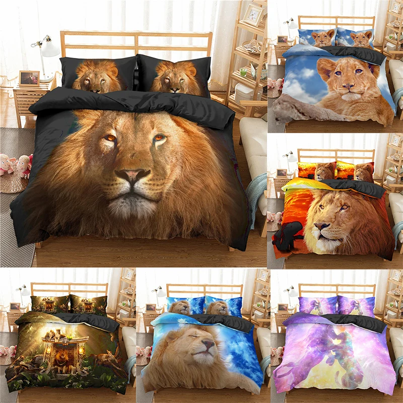 

3D Lion Bedding Set Home Textiles Animals Duvet Cover Sets Microfiber Bedclothes Living Room Decor Bedspread Bed cover King Size