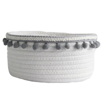 

Ball Cotton Rope Woven Storage Basket Desktop Cosmetics Storage Basket Nordic Style Debris Storage Box Grey