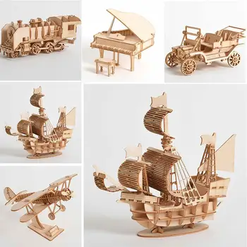 

DIY Sailing Ship Toys 3D Wooden Puzzle Toy Assembly Model Wood Craft Kits Desk Decoration for Children Kids