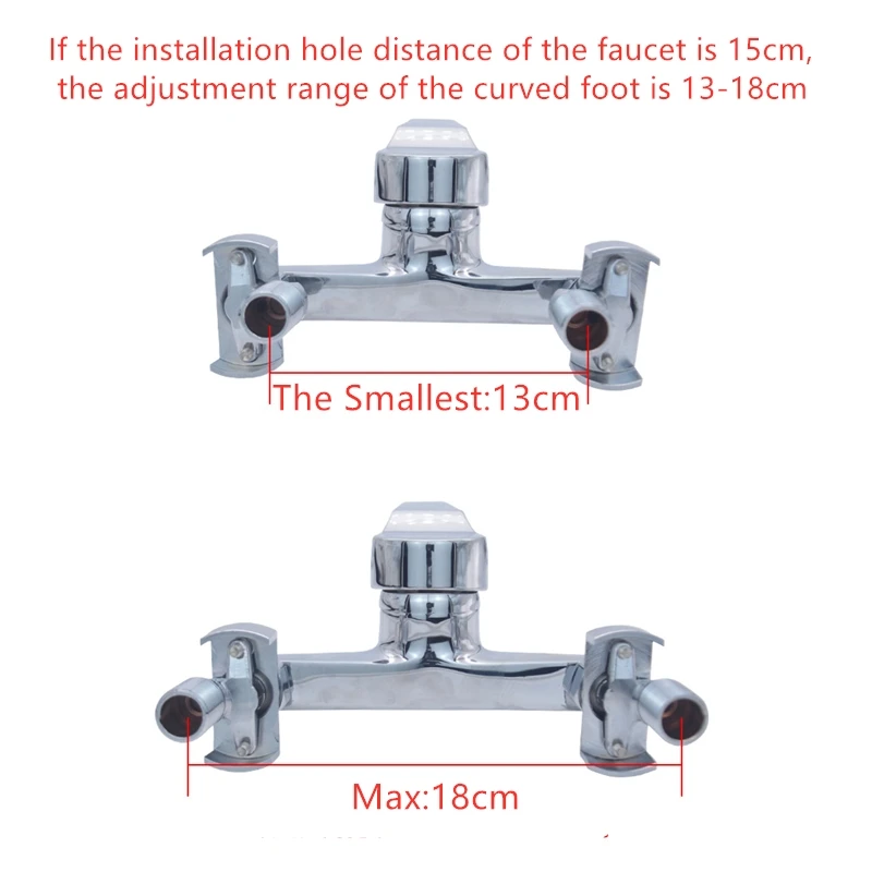 Faucet Accessories 2Sets Faucet Base Brass Universal Curved Foot Eccentric Lengthened Variable Diameter for Shower