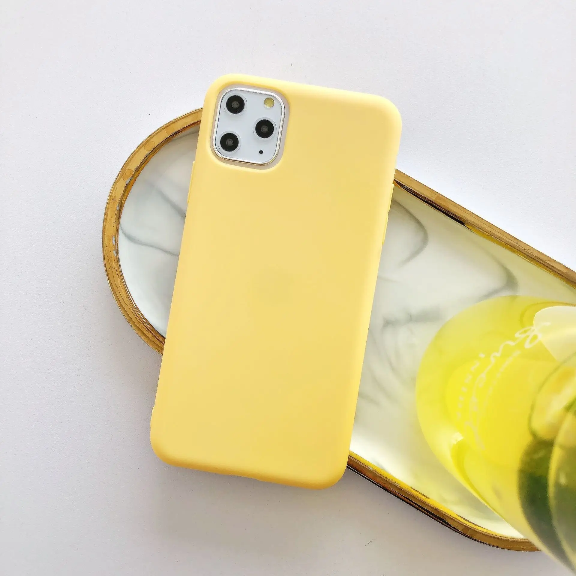 Удобный Простой однотонный чехол для телефона для iPhone 11 Pro XR X XS Max 7 8 Plus 6 6s чехол Матовый ультратонкий ТПУ чехол Funda Capa - Цвет: Yellow