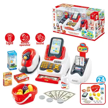 

Kids simulation multi-function supermarket cash register fruit shopping cashier set play house educational toys