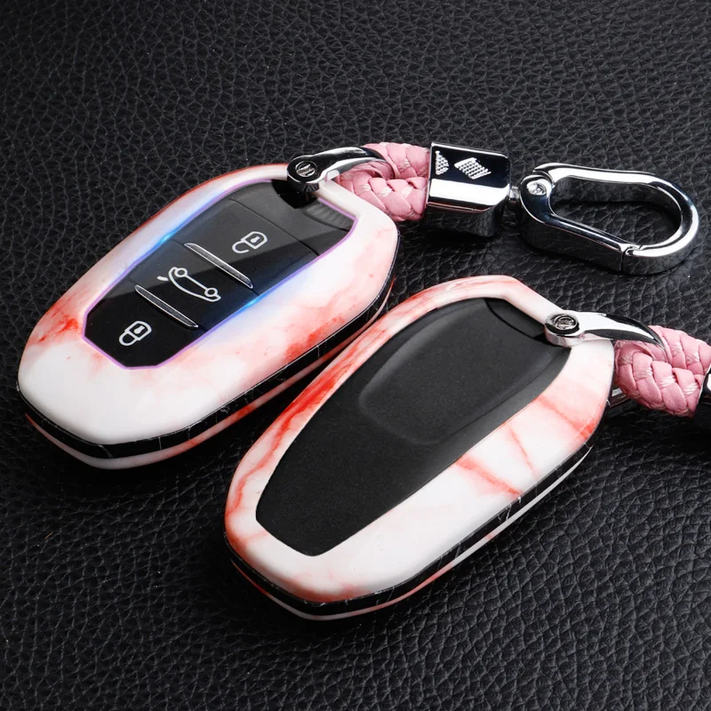 02B подходит для peugeot 2008 3008 5008 2 кнопки дистанционного ключа Fob оболочки чехол Ce0523 Hu83 оболочка Крышка Ключа протектор Мода ТПУ - Название цвета: Розовый