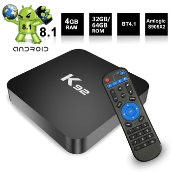 

K92 2.4G/5G WiFi TV Box Android 8.1 S905X2 64 Bit UHD 4K VP9 H.265 4GB DDR4 32GB/64GB EMMC Android tv box