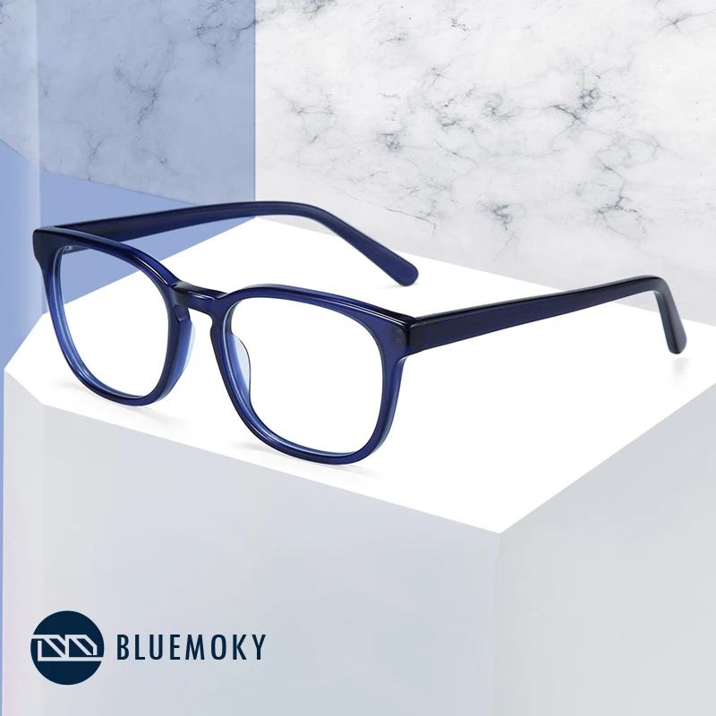 BLUEMOKY, прозрачные ацетатные очки, оправа для женщин, оптические очки для глаз, для мужчин и женщин, Квадратные прозрачные очки для близорукости, Новинка