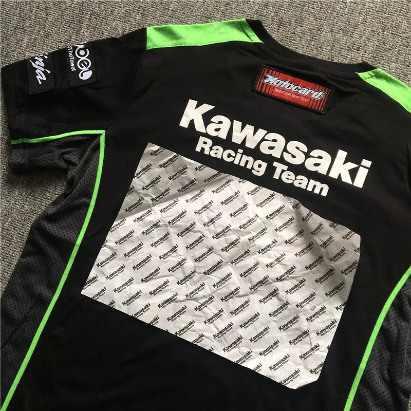 MOTO GP для Kawasaki Motocard командная гонка футболка черный/зеленый мотоцикл хлопковая Футболка Размер s-xxl