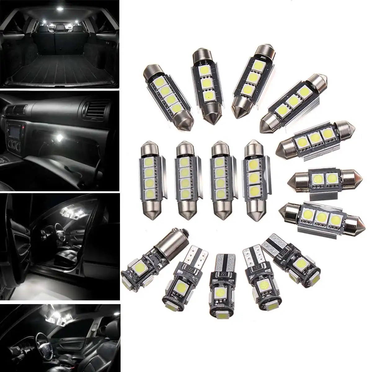 Audew для XC90 2003-2011 18 шт. Автомобильный светодиодный купольный светильник для чтения внутри автомобиля, белый внутренний светодиодный светильник, комплект автомобильных клинообразных парковочных ламп