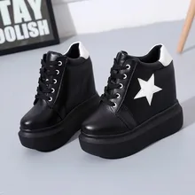 Модные кроссовки; сезон весна-лето; Женская прогулочная обувь; Белая обувь; обувь на скрытой платформе; tenis feminino; E15-59