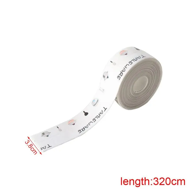 1pc Cartoon Printed Tape Kitchen Bathroom Sink Self-adhesive Acrylic Waterproof Mildew-proof Sealing Strip Kitchen Gadgets