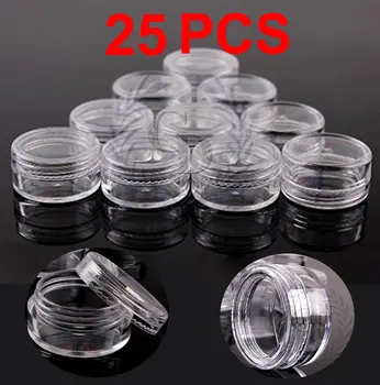 

25 Pieces Clear Plastic Cosmetic Sample Container 5 Grams Jars Pot Small Empty Jewelry Organizer Carring Caseds