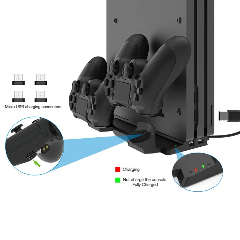 Multi-functional Fan Support with USB Interface Universal Base Handle Double Chargers for PS4/SLIM/PRO