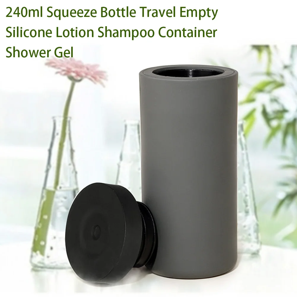 240ml Refillable Silicone Leak Proof Squeeze Bottle Lotion Shampoo Storage Shower Gel Empty Portable Container Home Bathroom