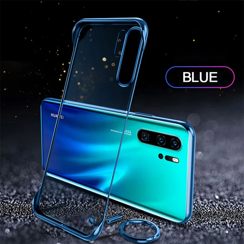 Для huawei P30 P20 Pro mate 20 Pro Honor 20 Pro 9X mate 20 Pro прозрачный Бескаркасный чехол с кольцом против падения Nova 5 5i Твердый Чехол - Цвет: Синий