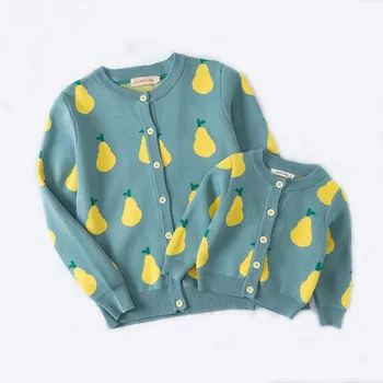 

Mother & Daughter Knitted Sweater Cardigan Jacket Printing Knitwear Clothes Kids Casual Cotton Sweater Parent-child
