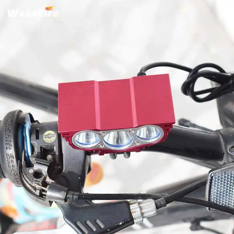 5000 Lumens X3 Bike Light 3*T6 LED Bicycle Front Light 4 Modes Mountain Bike Headlight Cycling Head Lamp + 18650 Battery Pack