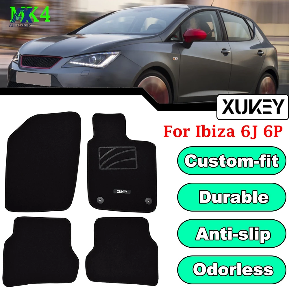 Для Seat Ibiza MK4 6J 6P 2008 - 2017 автомобильные коврики ковры Передняя Задняя Черная нейлон