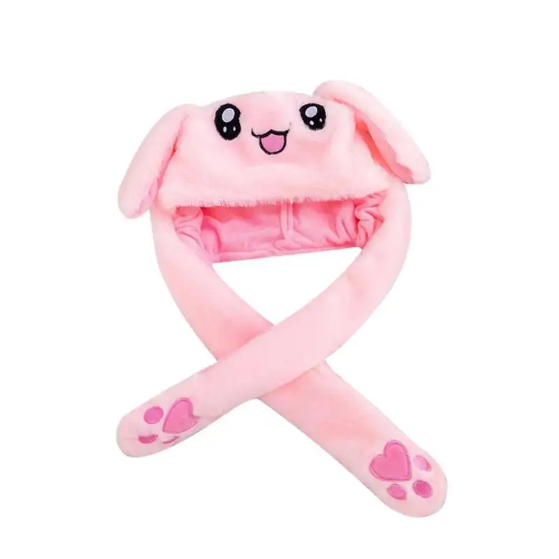 Funny Plush Rabbit Ears Hat Airbag Toy Hat Pinch Up Down Moving Ears Luminous Play Toys Cosplay Accessories Children Gift - Цвет: B