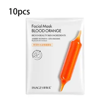 

10Sheets/Box Blood Orange Facial Mask Fresh Moisturizing SPA Refreshing Hydrating Shrink Pores Anti-Allergic Soothing Face Care