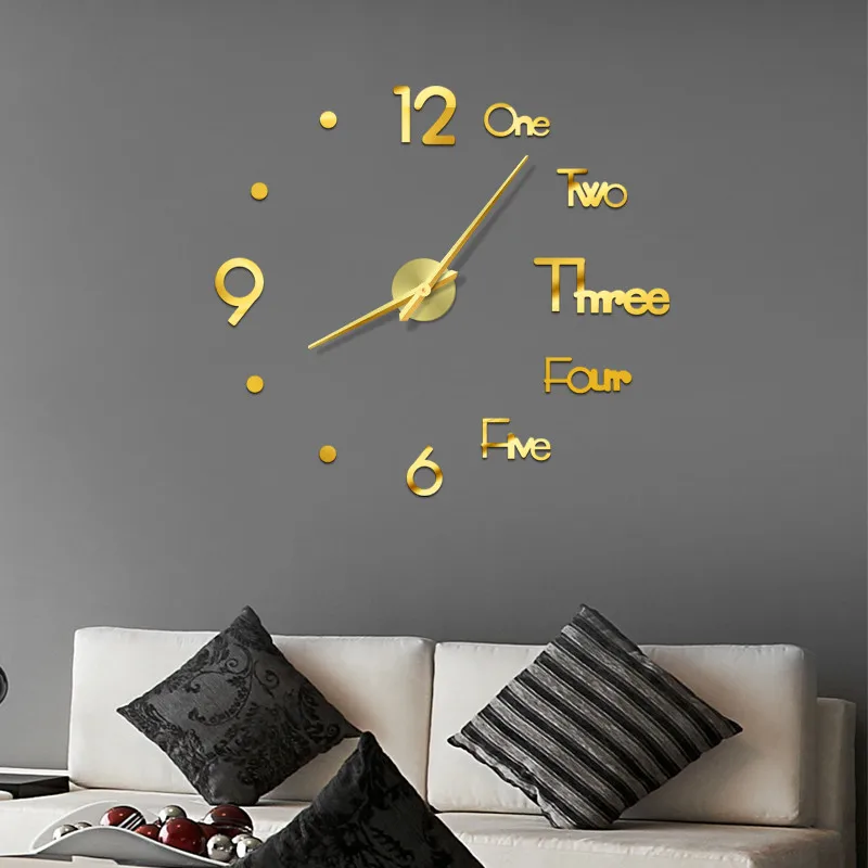 Large Wall Clock Diy Wall Clock 3d Mirror Surface Sticker Home Office Decor Clock Stickers Oversize Wall Clock Home Letter Home