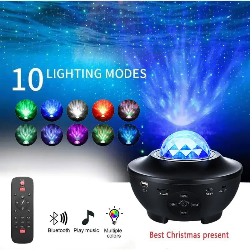 Kleurrijke Sterrenhemel Projector Light Sky Galaxy Bluetooth Usb Voice Control Muziekspeler Led Nachtlampje Romantische Projectielamp