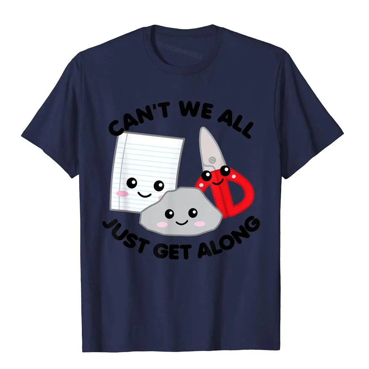 Rock Paper Scissors Can't We All Just Get Along T-Shirt__B9885navy