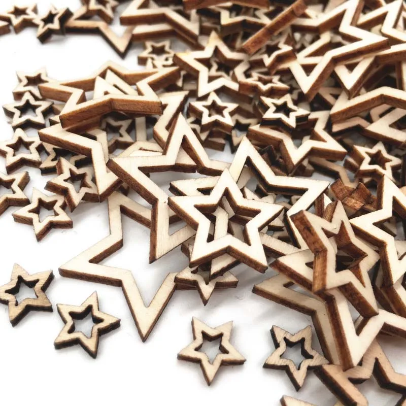 Unfinished Star Shaped Wood Pieces for Craft DIY Projects