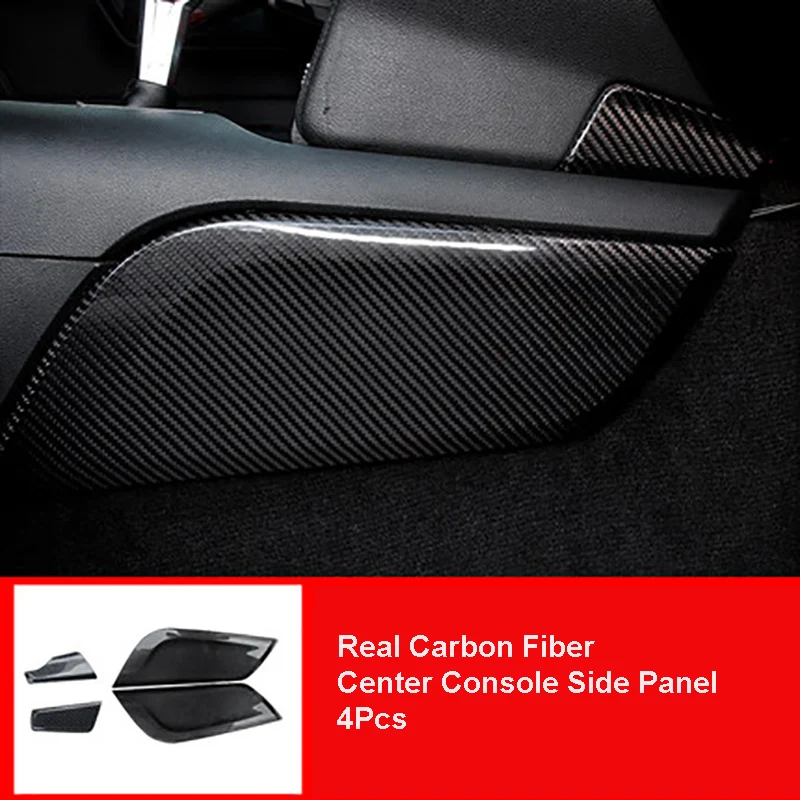 Side Panel 4Pcs QHCP настоящая углеродная волоконная контрольная панельная Накладка для коробки передач держатель стакана воды декоративная наклейка боковая панель s для Ford Mustang - Название цвета: Side Panel 4Pcs