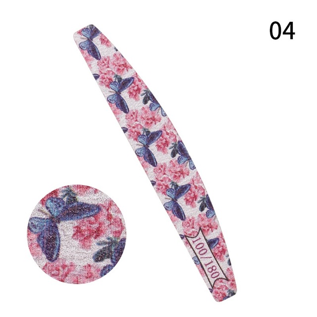 Printed Half Moon Nail file 100/180 Sandpaper Nail File Sanding Gel Polishing files Professional nails manicure file