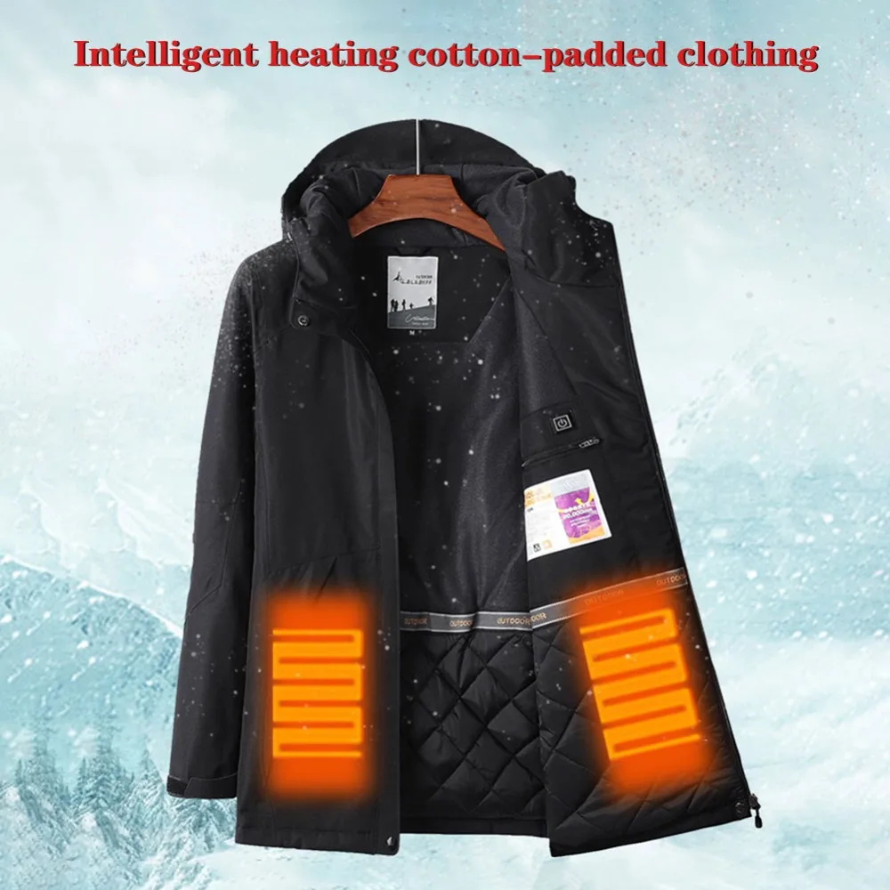 Мужские и женские зимние толстые хлопковые куртки с USB подогревом, водонепроницаемая ветровка для походов, скалолазания, лыжного спорта