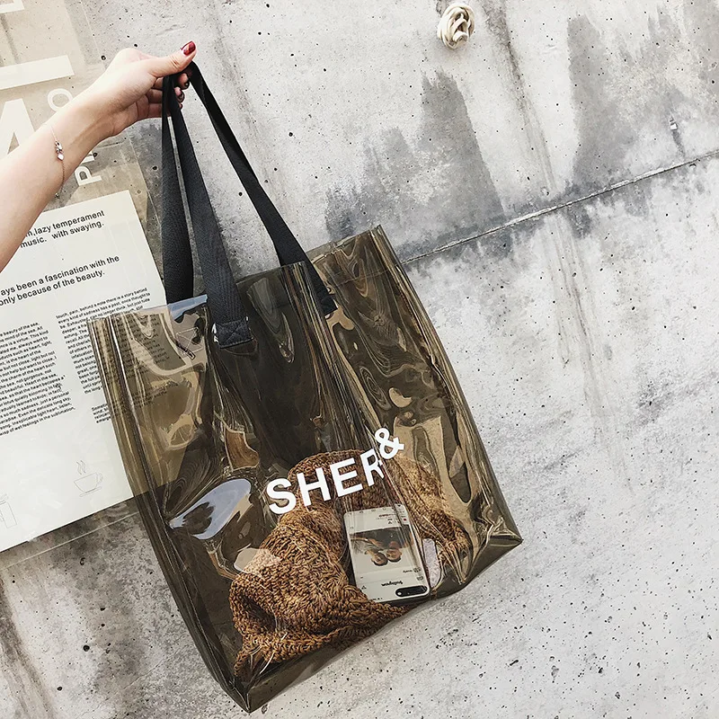 

Customization of Individual Character New Arrival Big Bag Women's 2018 New Style Fashion Large Capacity Transparent Gel Bag Vers