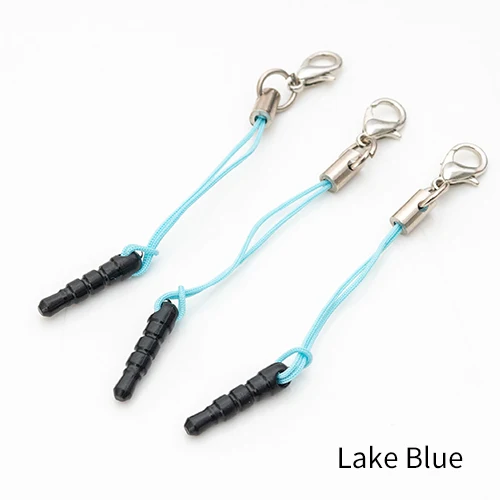 Lake Blue 100 шт./лот, застежка "Лобстер", заглушка от пыли, ремешок, ремешок для мобильного телефона, lasso, Шарм с подвеской на цепочке, ручная работа, сделай сам - Цвет: Lake Blue