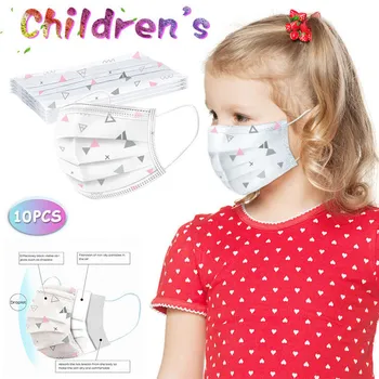 

10PCS Children Disposable Print Face Mask Industrial 3Ply Ear Loop Filter Hygiene Thicken Face Mouth Mask Earloop