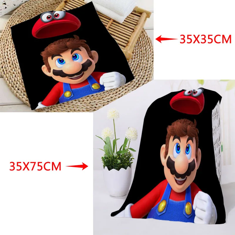 35x35 см, 35x75 см, полотенца на заказ с принтом Super Mario Bros, квадратные полотенца из микрофибры, впитывающие сушки, банные полотенца, мочалка