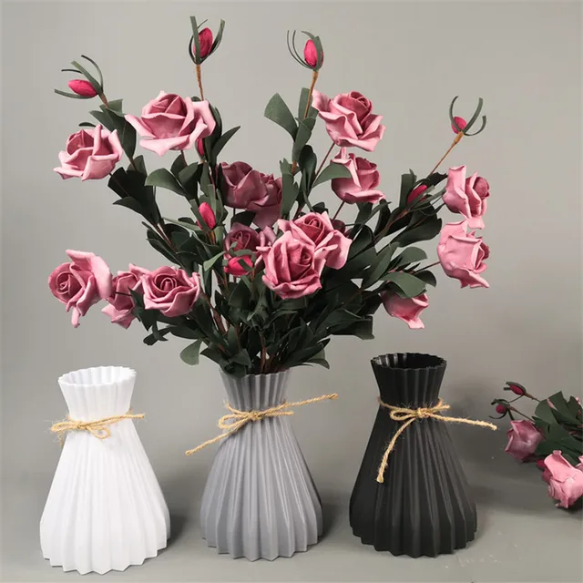 Plastic Vases Home Decor Anti-ceramic Vases Imitation Rattan Flower Vase European Wedding Modern Decorations Unbreakable Basket 2
