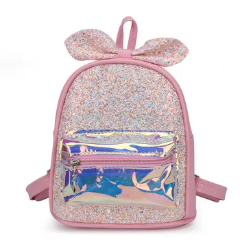 

New 2019 Chlidren Kids Shoulders Bag Cute Sequins Bow Casual Travel Girls Backpack Sequined Bow Backpack