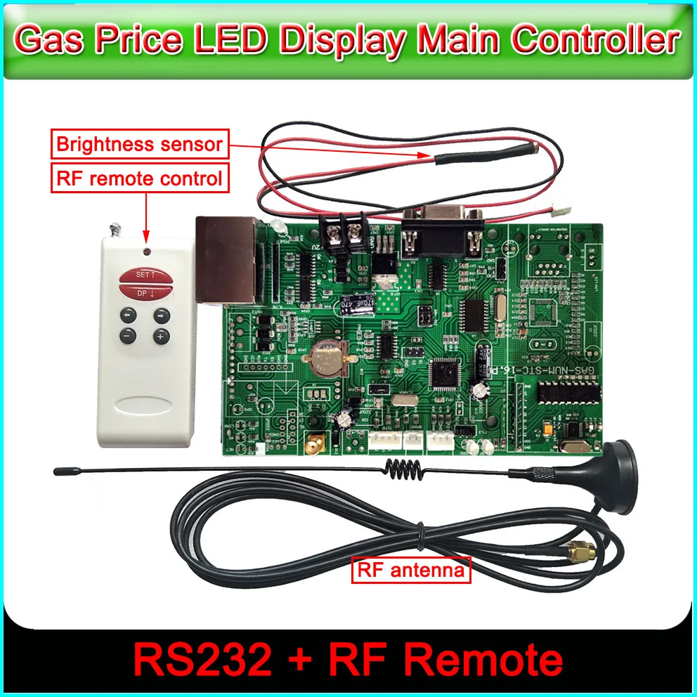 LED Sign Control Board, Gas Oil Price 88:88 LED Display Screen Main Control Card RS232&RF Card