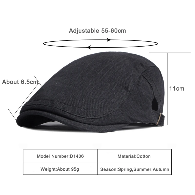 mens black beret Spring Summer Beret Hat For Men Solid Black Gray Cotton Flat Peaked Herringbone Cap Women Outdoor Sun Ivy Hat Retro Newsboy Cap mens black leather beret