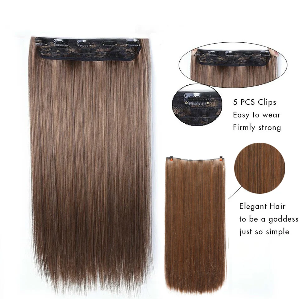 24 inch Long Synthetic Hair Clip In Extension Heat Resistant Piece hair extensions
