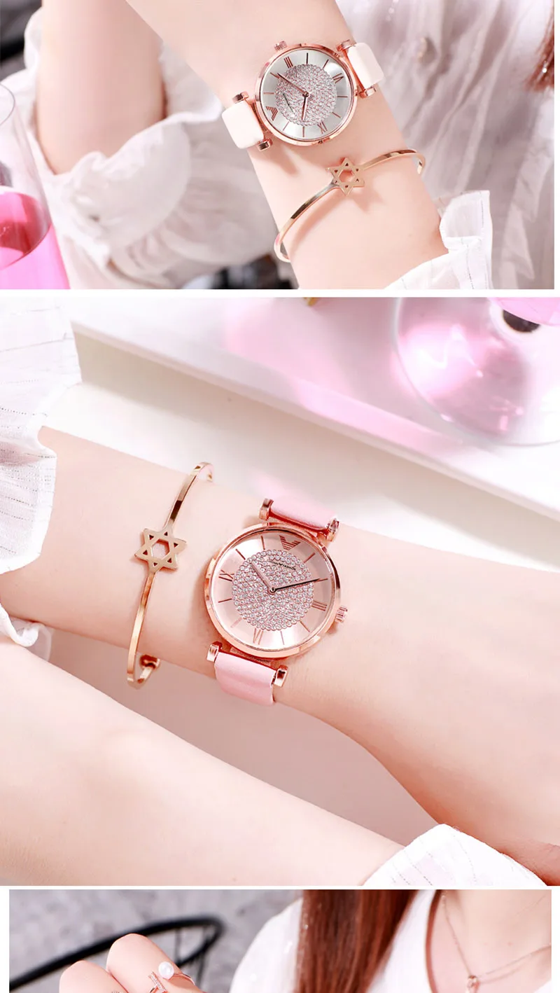 Роскошные женские часы с бриллиантами, розовое золото, магнитные женские наручные часы для женщин, часы-браслет, женские часы, Relogio Feminino