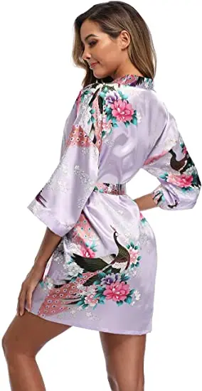 Fashion Satin Robe Female Bathrobe Sexy peignoir femme Silk Kimono Bride Dressing gown sleepwear Night Grow For Women